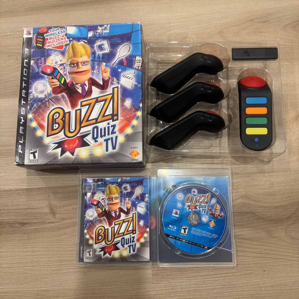 Buzz! Quiz TV Game with Controllers dongle and box for PlayStation 3